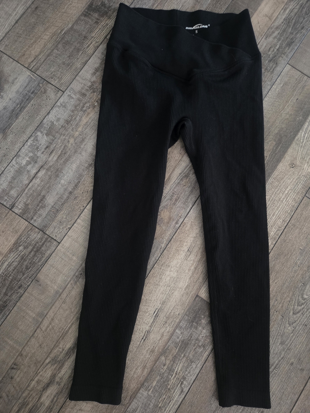 Black Womens Ribbed Leggings